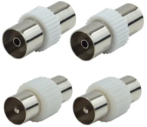 LLFYXM 4 PCS Coaxial Cable Connectors, Premium Nickel Plated 2x Male to Male and 2x Female to Female Aerial Connectors Suitable for Signal Transmission, Suitable for Use with Most TV Aerial Setups