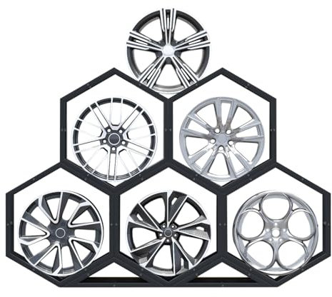 DONGGANSHI Felgenständer für Autoreifen für die Garage, Sechseck-Reifenständer für gewerbliche Ausstellungen, Felgenständer für Boden und Wand für Autowerkstätten, Werkstätten und Werbemessen