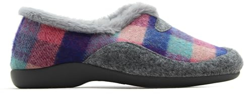 GARZON - Zapatillas de IR por casa Cerrada,Suela de Goma Antideslizante,de Cuadros,Babucha,Tela,Cubiertas para: Mujer Color: Marino Talla:41