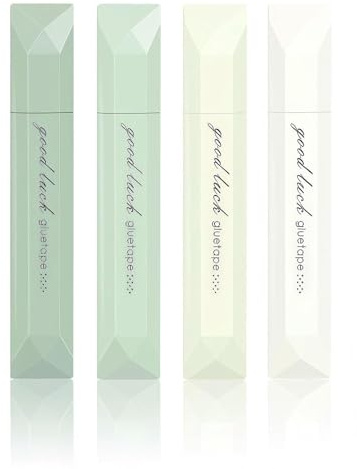 PORUPAEL Lot de 4 stylos adhésifs double face - Design rouleau vert avec fonctionnement silencieux - Rouleau de ruban adhésif pour travaux manuels, scrapbooking, papeterie à domicile et projets de