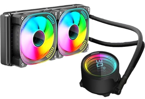 Fabater Dissipatore CPU AIO da 240 Mm, Raffreddamento Ad Acqua, Dissipatore CPU a Liquido, Radiatore da 240 Mm, Doppie Ventole PWM ARGB con 1800 Giri/min, per AM5/AM4, LGA1851/1700 (BLACK)