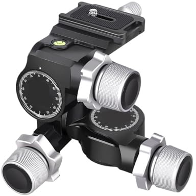 Camera Ball Head, GR5 3-Way Geared Tripod Head CNC Aluminum Alloy, Millimeter Micro Adjustment, With Arca Type QR Plate, Load Capacity 6kg,parts(GR5)