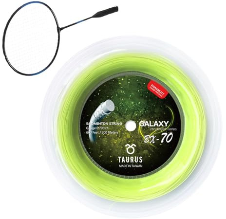 Badmintonsträng – 656 fot högelastisk tråd ersättning för racketar | professionell 0,70 mm racket träningssträng | hållbar 200 m platta idrottare och proffs, 20-12,7 kg spänning