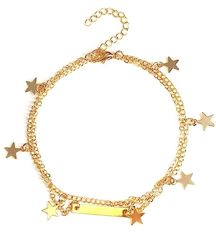 Skcess fotkedja kvinnor 20 + 5 cm, legering dubbla lager stjärna fot smycken brud armband kvinnor guld för kvinnor