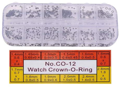 Eminchu Blandade små O-ringar, 12-storlekar Gummiklocka Crown O Ring Kit med Förvaringsbox, Klockreparation -ringar för Reparation Av Klocka och Mekanisk Utrustning
