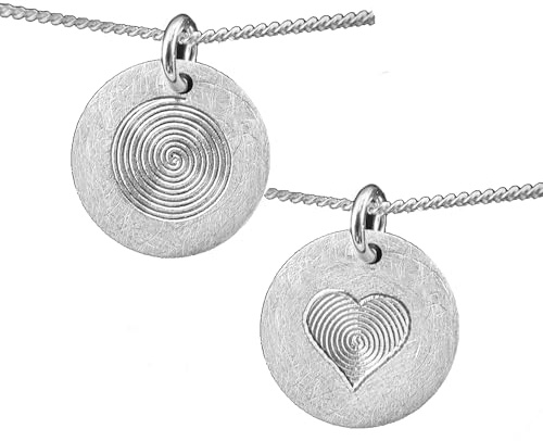 Minimalistische Kette, 925 Silber, Herz oder Spirale, matt, gebürstet
