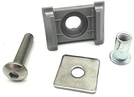 20x Auflagebock Befestigung Doppelstabzaun Zaun+Plättchen+Schraube 5,5+Niet M8 Eck Silber 9 mm