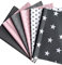 babrause® Stoffpaket Patchwork Baumwollstoffe 12 x (25x35cm) rosa grau weiß - Stoffe - Punkte, Sterne, Rauten, Pünktchen, Sterne