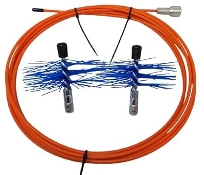 Kit pulizia tubi stufa caldaie a pellet con prolunga flessibile da 3/5/7/10 metri e 2 Mini scovoli nylon da 80 mm inclusi nel kit - Pulizia canne fumarie da 80 mm, supera agevolmente curve a 45 e 90°