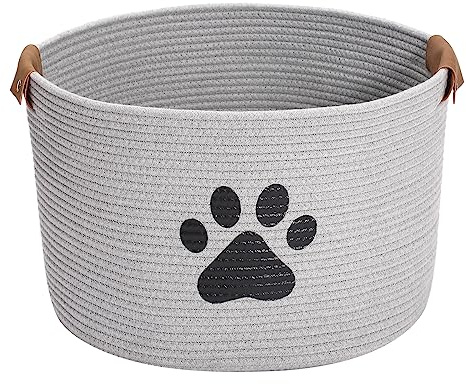 Morezi Dog toy bin pet cat toy box baskets in large suff storage - Perfect for collect toys, grooming stuff, closthing, diapers for Living Room, Playroom, Closet, Home - Gray