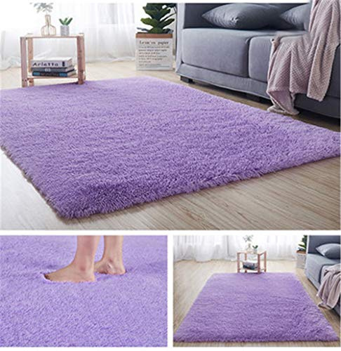 Nicole Knupfer Modern Plush Shaggy - Tappeto morbido in finta pelliccia, per divano, 120 x 160 cm, colore: Lilla