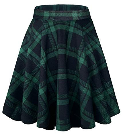 EXCHIC Femmes Élégant Taille Élastique Trompette A-Ligne Midi Jupe Base Uniforme Plissée roulettes Jupe(L, 13)