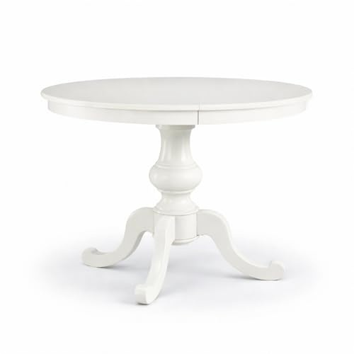 Mar.c.a. Design - Ausziehtisch, rund, weiß, matt, mit gedrehten Beinen, Pappelholz, Möbel für Wohnzimmer, Kunst Povera Made in Italy