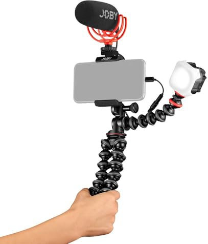 JOBY GorillaPod Advanced Vlogging Kit für Smartphones, Universal Vlogging Kit, Smartphone Content Creators, Beamo LED Licht, Wavo Mikrofon, GripTight Handy Klemme, Dynamische Mikrofone, Mini