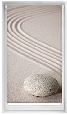 Blindecor Easy Verdunkelungsrollo ohne Bohren, Bedruckt, Blackout, Digitaldruck, Rollo, 80 x 150 cm (Breite pro Höhe), Stoffgröße 77 x 145 cm, Thermo-Jalousien, Zen