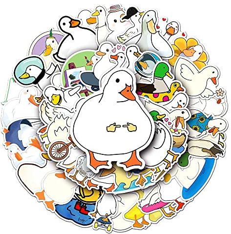 Cute Duck Vinyl Stickers, 50 PCS Waterproof Cartoon Animal Decals for Laptops, Scrapbooking, Journals, Notebooks, Water Bottles, Suitcases, Phones & DIY Decor