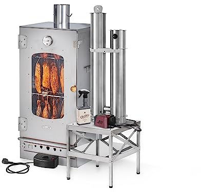 KAISER COMPANY SMOKEMEISTER '80' Hochwertiger Elektrischer Räucherofen aus Edelstahl I Tragbarer Smoker 86 cm I Ideal zum Räuchern I 12kg Fleisch I 2000W I mit Zubehör I EDELSTAHL I 5 Jahre Garantie