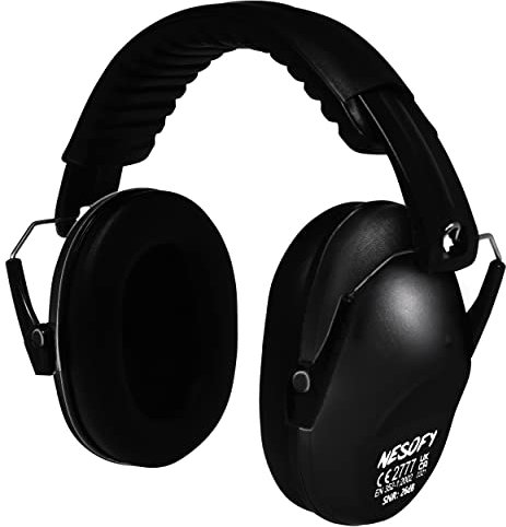 Nesofy Ear Defenders Children 26db | Protection & Noise Cancelling Kids Ear Defender Age 3 to16 Year | Foldable & Adjustable Headphones Autism for Baby | Black