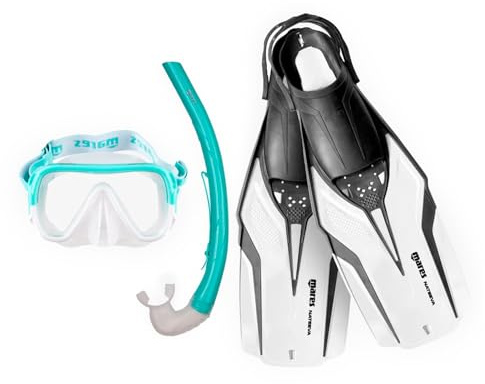 Mares Aquazone Set Nateeva Keewee - Set bestehend aus Maske, Mundstück und Schnorchelflossen für Erwachsene - Weiß, M/L