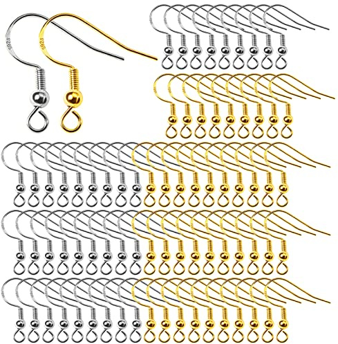 TOAOB 100 Pezzi Ganci Orecchini Anallergici Argento 925 Placcato Monachelle Rame Placcato Argento per Creazione Orecchino Gioielli Fai da Te Argento e Oro Tono