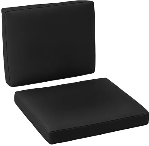 Outsunny 2-Piece Garden Seat and Back Cushion Set Black | Seat Pads, Replacement Cushions, for Rattan Sofa Chair, Indoor Outdoor Use