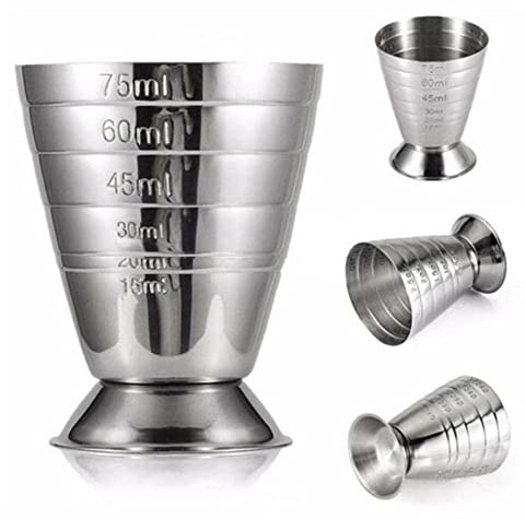 75 ml Stahl-Messbecher, Cocktail-Glas, Unzen-Tasse, Metall, Cocktail-Getränkebecher, B8N6 Becher Werkzeug Bar Werkzeuge Messung