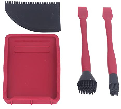 Silikon-Holzbearbeitungs-Applikator-Set, 4-teilig mit 2 Pinseln, 1 Kamm und 1 Tablett, flacher Schaber, Silikon-Leimpinsel, perfekte Anwendung fürs Holz