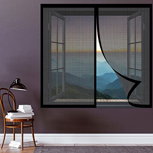 Mouche Moustique Moustiquaire 100 x 180 cm Moustiquaire Enroulable Sans Poinçon Pou Aimantée Moustiquaire Pour Fenêtres Porte, Noir