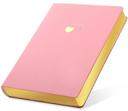 CAGIE Pink Journal for Women 256 Pages Cute Diary with Heart-Shaped Leather Journals for Writing A5 Soft Cover Journaling Notebooks for Work School (03 Pink, A5)