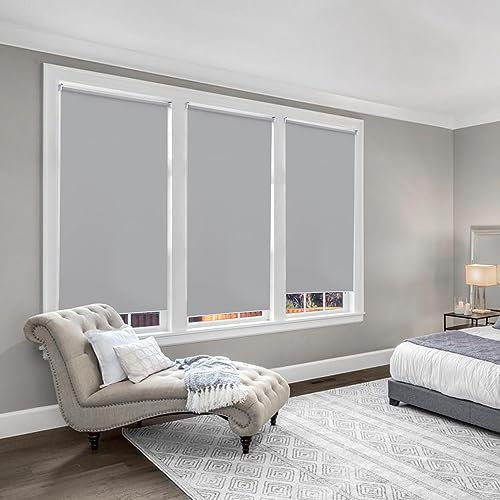 Riossad Verdunklungsrollo, Senkrechtmarkise Rollo zum Einhängen,Verdunkelungsrollo Klemmrollo Verdunkelung für Fenster und Türen,Hellgrau Seitenzugrollo,140 x 140 cm, XD6256