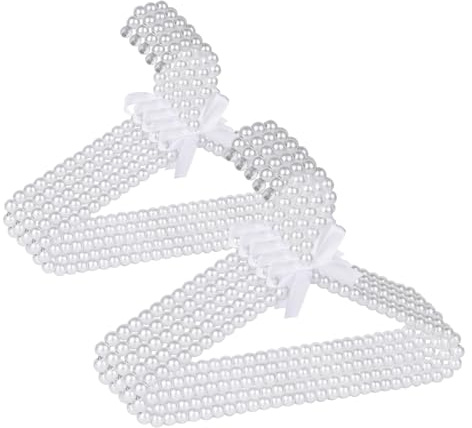 Adorila Perlen-Kleiderbügel für Kinder, Perlen-Kleiderbügel, klein, elegant, für Kinder, Haustiere, Hunde, 10 Stück (30 cm, weiß)