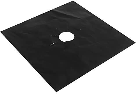 Revêtement de Protection pour Plaque de Cuisson Gaz 27x27cm Noir | Découpe Centrale Prépercée, Entretien Facile, Lot de 1, Usage Four et Cuisson