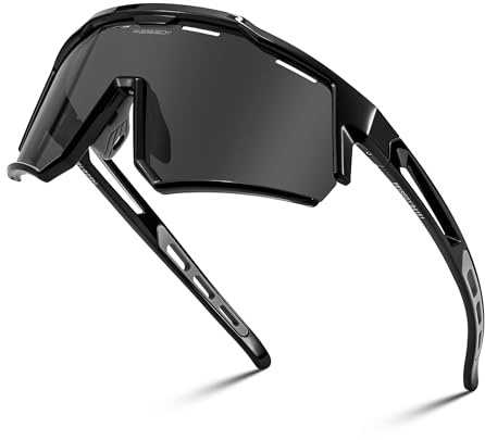 FEISEDY Fahrradbrille Polarisiert für Herren Damen TR90 Rahmen Sport Sonnenbrille Verspiegelt Sportbrille mit UV400 Schutz B4151