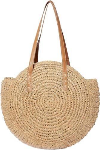 Bolso de hombro tejido a mano con paja ratán cartera Mujer Bandolera Verano Crossbody Totes bolsa de Playa Ratán Estilo Boho vacaciones