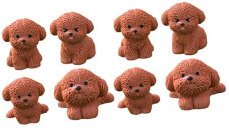 BCOATH 8stücke Welpenfiguren Aus Harz Tierstatuen Mini-tierfiguren Spielzeugfiguren Für Puppenhaus Realistische Hundestatuen Cartoon-hundeornamente Für Dekoration