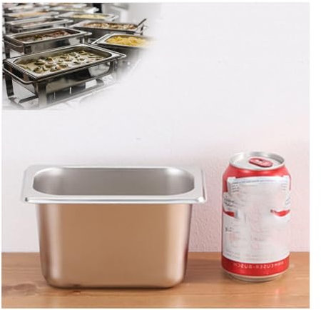NJDQFA Stapelbar Gastro Behälter GN,Spülmaschinenfest Tief Gastronormbehälter,Edelstahl Mahlzeit Zutatenbehälters,1/9（17.5 * 10.8）,10cm1.2side