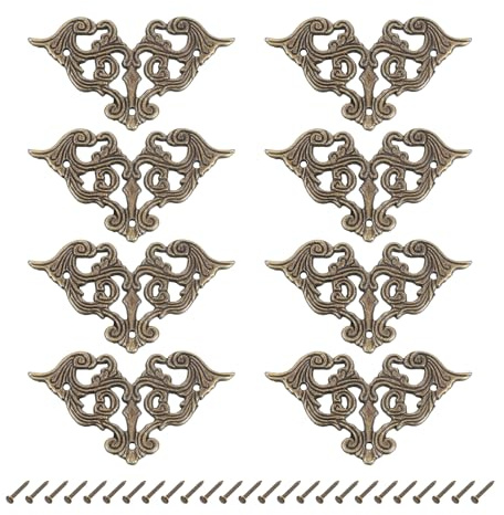 QUARKZMAN 8 stycken hörnskydd antika kantskydd bokhörn metall kantskydd retro kant skydd album dekorativt för bokhörn låda trälåda bord skrivbord brons