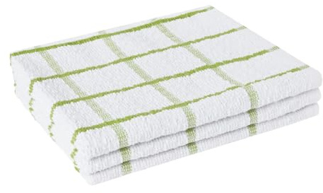 Charlotte Andersen Extra Large Tea Towels for Kitchen 3 Pack Quality Dish Cloths Quick Dry, Ultra Absorbent and Machine Washable 78cm x 44cm (3 GREEN TEA TOWELS)
