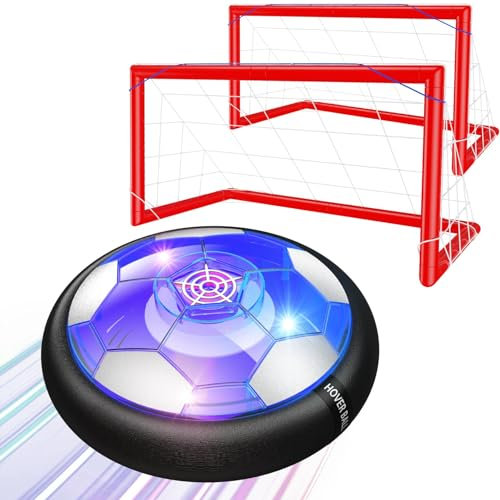Ancesfun Hover Football Kids Toys with 2 Goal, Rechargeable Air Power Hover Ball with LED Lights and Safe Foam Bumper, Soccer Ball Indoor Outdoor Games for Boy Girl 3 4 5 6 7 8-12 Years Old