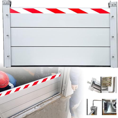 Barriera Di Protezione Dalle Inondazioni, Deflettore Di Controllo Delle Inondazioni Impermeabile Rimovibile E Riutilizzabile, Lega Di Alluminio Con Avviso Di Striscia Riflettente Per Porte, Garage(130