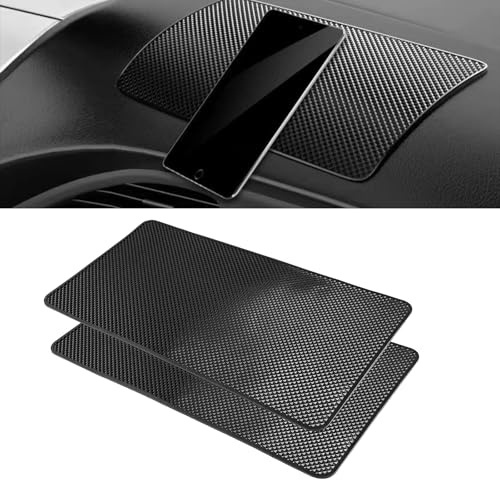 2 Pack Car Dashboard Sticky Pads, Large Non-Slip Gel Mats 27 X 15cm | Self-Adhesive Washable, Anti-Slide Fixate Sticky Mat for Phones Glasses Keys, Helps Reduce Sliding on Bumpy Drives