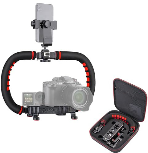 Zeadio Handkamera-Stabilisator, vielseitiger Griff, Video-Halterung für Smartphones mit Tragetasche, kompatibel mit allen Kameras, Camcordern, Action-Kameras, DSLR-Kameras u