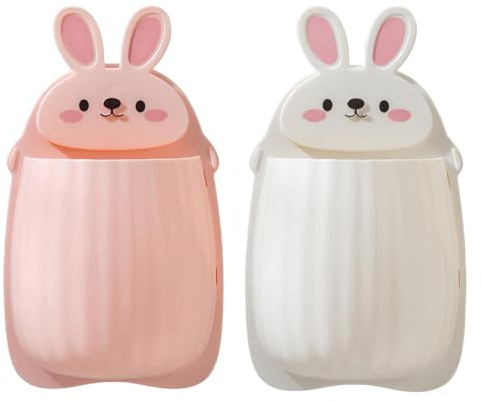 2 Stück Zahnbürstenhalter Niedliche Cartoon Kaninchen Zahnbürste Zahnpasta Halter Wandmontiertes Zahnbürstenregal Badezimmer Organizer für Zahnbürste Zahnpasta Rasierapparat Kämme (Weiß, Rosa)
