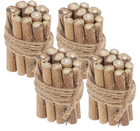 Levemolo 4stücke Teiliges Miniatur Holzscheit Puppenhaus-Dekoration Modell Zubehör Realistische Landschafts-Accessoires Für Kreative Projekte Und Miniaturhäuser