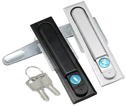 MS490 Plane Lock Electric Cabinet Door Lock Handle Lock Power Distribution Cabinet Lock Electric Meter Box Key Padlock 1Pcs(Silvery)