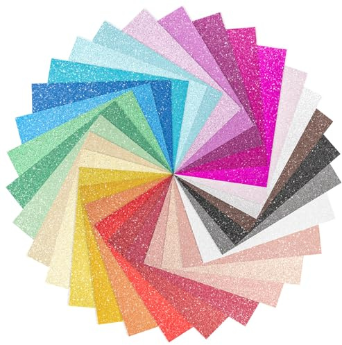 30 Pack Glitter Cardstock Paper Sheets 250gsm/92lb 6×8inch