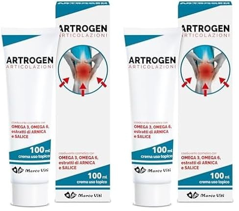 Artrogen - Crema, Sollievo Dolori Articolari, Tubo da 100 ml, Dermatologicamente Testata con Arnica, Salice, Stimola la Circolazione, Omega 3 e 6 (Confezione da 2)