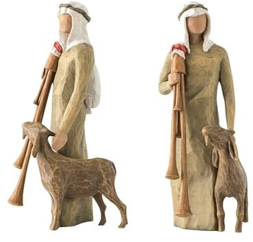Krippenset Born Scene Willow-Tree Figur, Figurenweihnachtskrippe Harz, Heilige Familie, Dekoration (D-1 Stück)