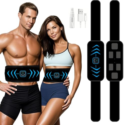 LEMENG Electrostimulateur Musculaire,Ceinture Abdominale Electrostimulation, 8 Modes 19 Niveaux pour Stimulateur Musculaire Femme Homme Entraînement Abdominal Rechargeable