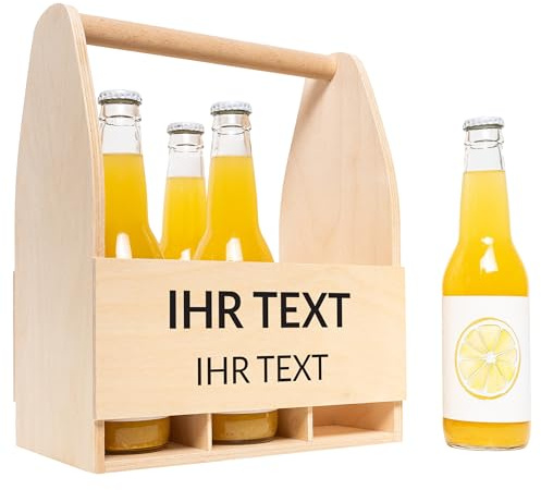 Creative Deco Flaschenträger Holz | Personalisierte Geschenke Wunschtext | Individuelles Geschenk | Bierträger für 6 Bierflaschen Flaschenhalter | Männerhandtasche Geschenkbox für Männer